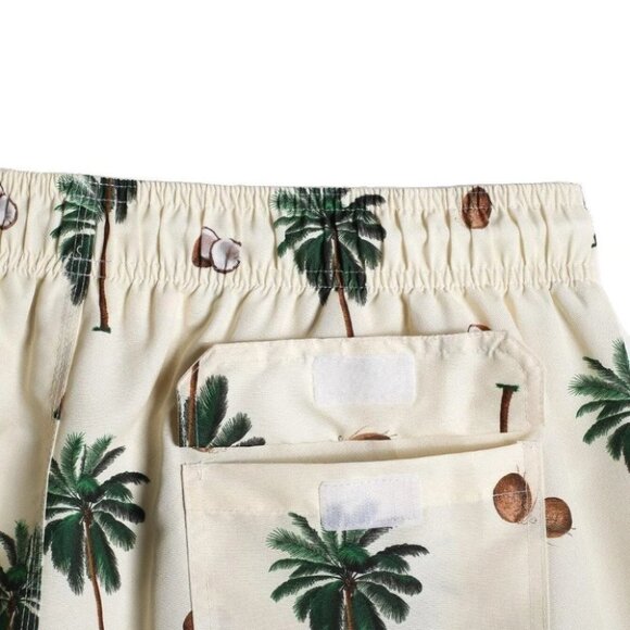 Palm print vacay Style Men's Swim Trunks - Picture 4 of 4